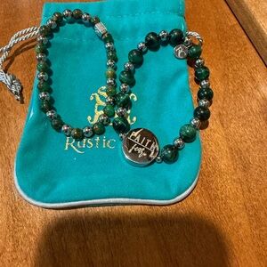 Rustic Cuff Green and Silver Bracelets